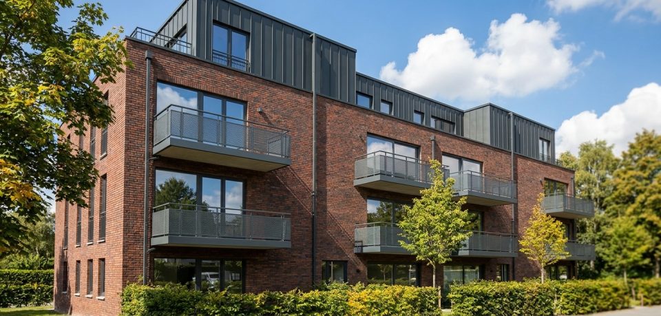 Rendu 3D de Vennes 65 à Liège : balcons et grandes baies vitrées