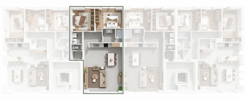 Plan du 1er étage de Vennes 65 : situation de l’appartement 6 dans l’immeuble
